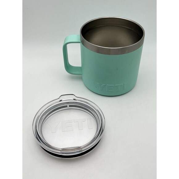 YETI Rambler 14 Oz Stainless Steel Mug Seafoam Teal Green Insulated Travel Mug - Picture 4 of 6